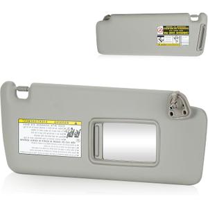 Right Passenger Side Sun Visor Without Light Fit for Toyota Highlander 2004 2005 2006 2007, Replaces for 74320-48260-A0 Gray