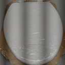 Mayfair Linden Slow Close Toilet Seat, Non Slip Heavy Duty Wood, Easy Install, Elongated, White