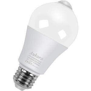 Motion Sensor Light Bulbs, Aukora 12W (100-Watt Equivalent) E26 Motion Activated Dusk to Dawn Security Light Bulb Outdoor/Indoor for Front Door Porch Garage Basement Hallway Closet(Cold White 1 Pack)