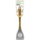 biosmart Acacia & Silicone Slotted Turner in Grey - With Slots Ideal for Straining - Kitchen Cooking Essential - Sustainable Wooden Handle - Comfortable Grip - Integral Hanging Hole