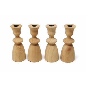 4pcs Wooden Candlesticks Holders Unfinished Wood Candle Holders Small Wooden Candle Holders for DIY Crafts, Table Decoration