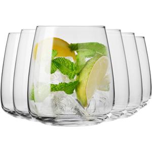 Krosno Glasses for water, juices and other beverages, Elegant design - Set of 6, Capacity 15.9 Fl Oz, Modern Collection, Ideal for the home, restaurant, parties, Dishwasher-safe