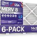 BNX TruFilter 14x25x1 Air Filter MERV 8 (6 Pack) - MADE IN USA Dust & Pet Defense Electrostatic Pleated Air Conditioner HVAC AC Furnace Filters for Dust, Pet, Mold, Pollen MPR 600 700 & FPR 5