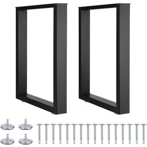 Garvee Metal Table Leg Square Industrial Steel Tube Desk Legs 28 in H x 35 in W Heavy Duty Furniture Legs Dining Table Office Tables Computer Desk Legs DIY Iron Bench Legs Set of 2