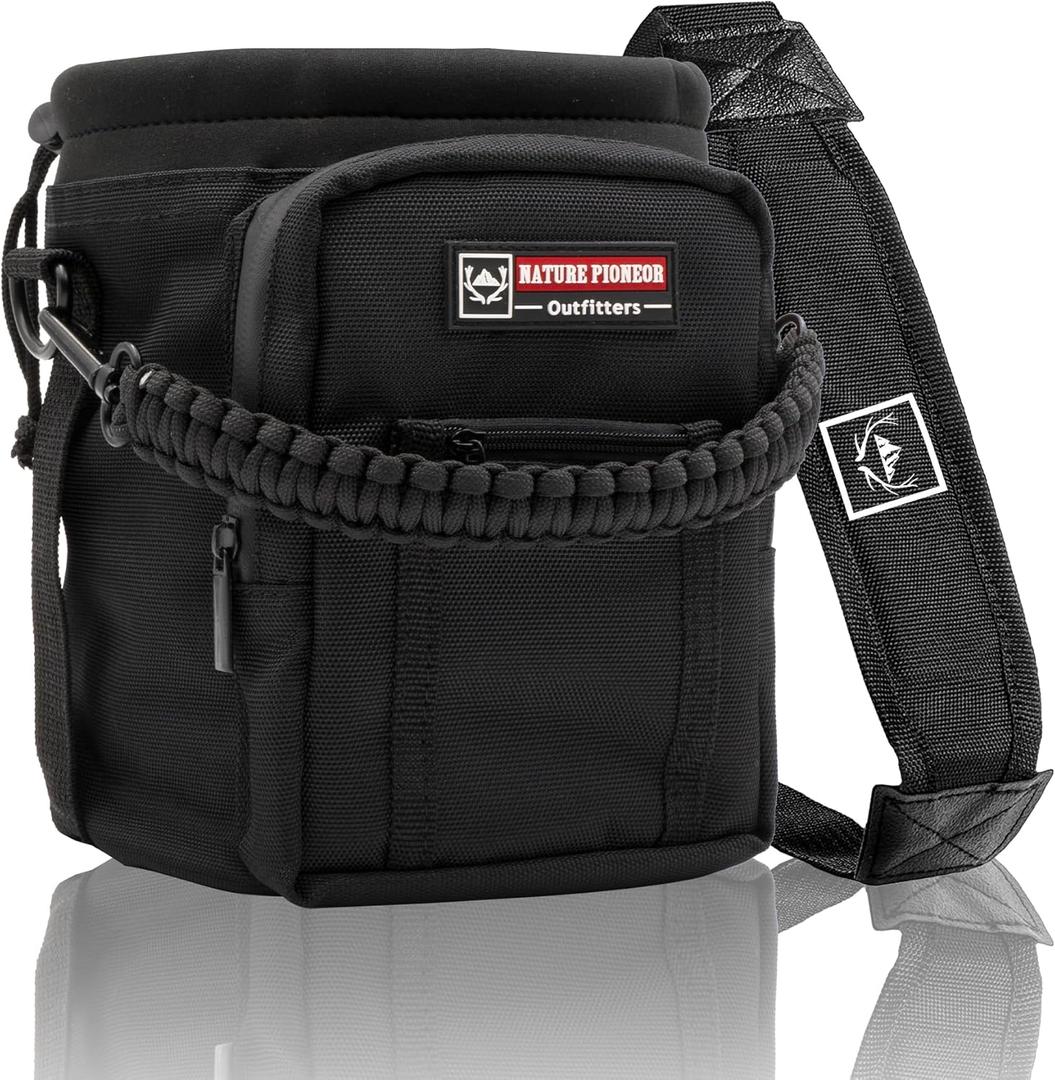 NATURE PIONEOR Insulated Water Bottle Holder with Shoulder Strap for Half/One Gallon 64oz/128OZ Sports Water Jugs Bottles, Carrier/Pouch Sleeve for Outdoor Camping, Hiking,Gym (Dark Black)