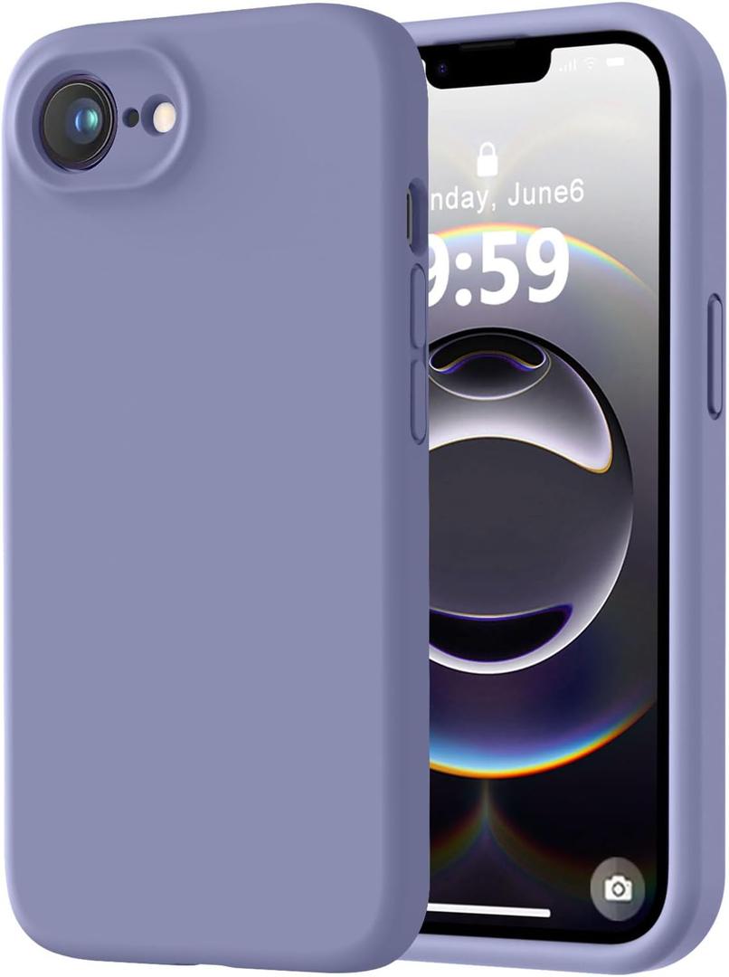 LOVE 3000 Designed for iPhone 16e/17e Case, Premium Silicone with [Soft Anti-Scratch Microfiber Lining] Shockproof Protective Phone Case for Men Women Girls 6.1", Lavender Grey