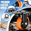 Caster Wheels, 4 Inch Caster Set of 4, Dual Locking PU Casters 2400LB, Swivel Casters for Furniture, Workbench & Tool Cart  Quiet, Floor Safe, Smooth Rolling