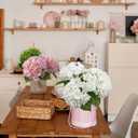 Leftover Hydrangea Artificial Flowers,4 Pcs Real Touch Hydrangea Flowers with 3 Pcs Butterflies for Centerpiece Table Decorations,Floral Arrangements for Coffee Table Decor Living Room Decor