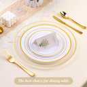 BESTSTAR 12 Inch Disposable Charger Plates, 15 Pack Plastic Clear Plates with Gold Rim, Perfect Table Decor for Party, Wedding, Dinner
