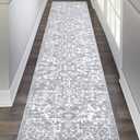 Pauwer Hallway Runner Rug 2x10 Washable Rugs Runner Non Slip Carpet Runner Boho Farmhouse Vintage Throw Area Rugs Floor Runner for Hallway Kitchen Entryway Laundry Room Bedroom Bathroom, Grey White
