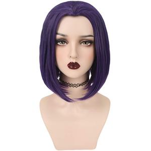 YOGFIT Women's Teen Superhero Purple Short Straight Wig with Widow's Peak Synthetic Cosplay Wig for Halloween Costume Party Anime Wig (16 Inch (Pack of 1))