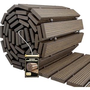 Wooden Garden Pathway Roll Out Walkway, Flexible Outdoor Wood Boardwalk for Lawn Sand Backyard, Non Slip Surface, Portable Garden Path with Rubber Connectors, 11.5FT, Brown