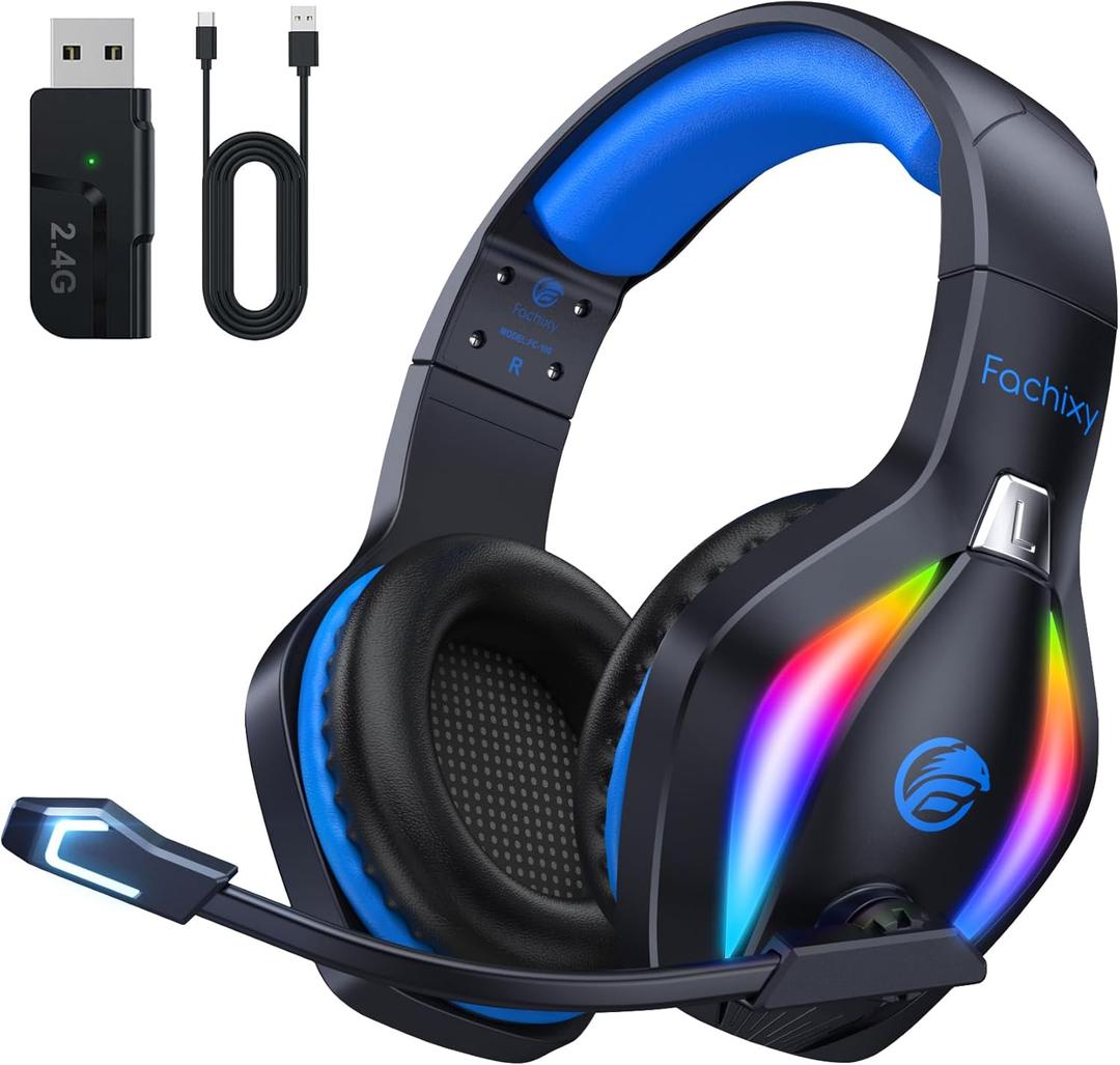 FC100 Wireless Gaming Headset with Microphone for PS5, PS4- Gamer Headset with Mic - Bluetooth Headphones with 50Hrs Battery Life - for PC, Mac, Tablets, Switch and Smartphones