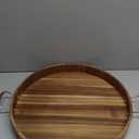 Large Round Tray 20" Round Wooden Tray Ottoman Tray with Handles Elegance and Easy to Pick Up, Tray for Ottoman Wood Serving Tray Decorative Trays for Daily Use and Party with Friends and Family