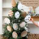 Jenaai 12 Pcs 8 Inch Large Easter Tree Decorations Retro Easter Egg Picks Plastic Nature Beige White Egg Ornaments for Tree Topper Home School Office Spring Holiday Party Vase Vintage Decor