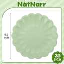 NatNarr 30 Pcs Sage Green Paper Plates 9.5 In Green Plates Disposable Heavy Duty Scalloped Party Plate with Shell Edge for Wedding Birthday Bridal Shower Baby Shower