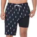 BRISIRA Mens Swim Trunks 9 Inch Inseam Board Shorts with Compression Liner Swimsuit Bathing Suit Quick Dry Cargo Pocket XL