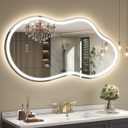 SMIROR Asymmetrical Led Bathroom Mirror 40x 24 inch, Irregular Cloud Lighted Vanity Mirror with Lights for Wall, Anit-Fog, Dimmable, Memory (Vertical/Horizontal)