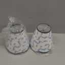 VIHOSE 2 Pcs Small Scalloped Lamp Shades Chandelier Lamp Shades 3 x 6 x 6 Inch Blue and White Linen Fabric Mini Scallop Lampshades with Trim Natural Tapered Lampshades for Wall Sconce Pendant Light