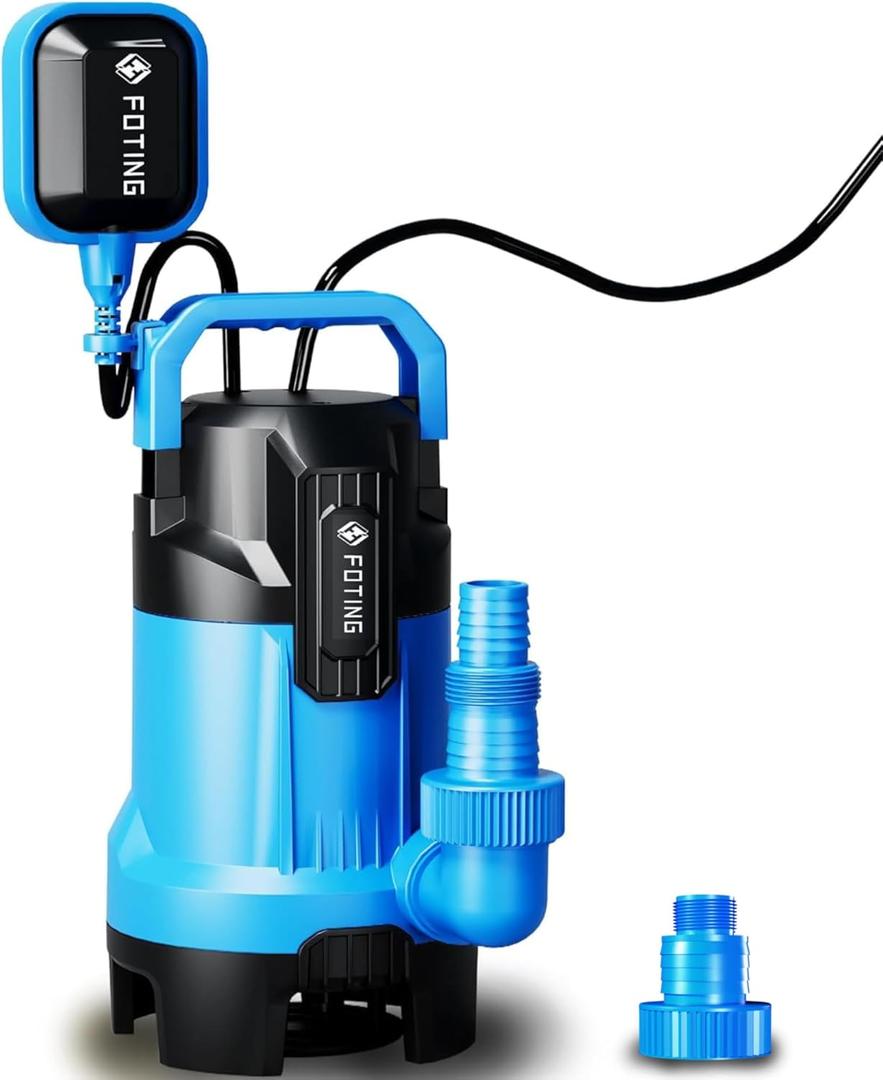 FOTING 2025Upgraded Automatic Sump Pump, 3/4HP 4300GPH Sweage Pump for Basement & Pool Draining, Submersible Water Pump with Float Switch, Sealed Thermoplastic for Puddle Pool Tub Pond