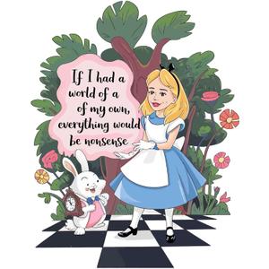 Cute Alice and Rabbit Adventure Mad Hatter Cheshire Cat Alice in Wonderland Adventurous Creative Minimalist Cartoon Girls Boys Kid Room Design Nursery Fun Home Vinyl Decoration Size (18x20 Inch)