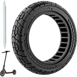 10X2.125 Off Road Tire for Electric Scooter Ninebot F20/F30/F40/F65, 10 inch Solid Rubber Tires for Front And Rear Solid Electric Scooter Tire Tubeless(Black 1pc)