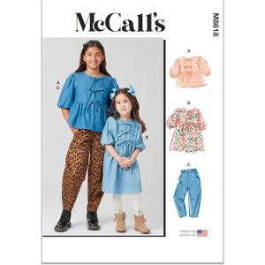 McCall's M8618HH Easy-to-Make Children's Top, Dress and Pants Sewing Pattern Packet, Design Code M8618, Sizes 3-4-5-6