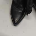 ISNOM Women's Cowgirl Boots Pull On Knee High Boots, Cowboy Western Embroidered Chunky Block Heel Pointed Toes Boots (6, Matte Black)