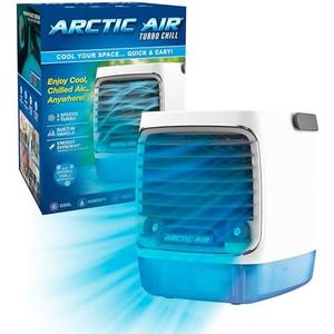 Ontel Arctic Air Turbo Chill Evaporative Cooler with HydroChill Technology, 4-Speed Portable Air Cooler Fan, Up To 8 Hr Per Fill, 7-Color LED, Simple & Whisper Quiet Operation, for Home or Office Use