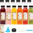 12pcs Juice Bottles, 16oz Reusable Plastic Juice Bottles with Caps and Labels, Funnel, Brush Beverage Containers for Juicing, Smoothies, Tea, Milk