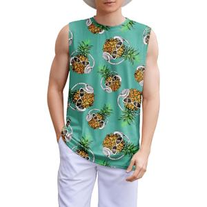 American Trends Mens Tank Tops Beach Summer Sleeveless Tee Shirts Hawaiian Muscle Graphic Tank Tops for Men (Medium, Pineapple (Blue))