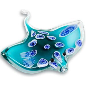 Crystal Devil Fish Figurine Hand Blown Glass Manta Ray Statue Collectibles Ocean Art Sea Animal Home Table Decor Gift Green 4.7''