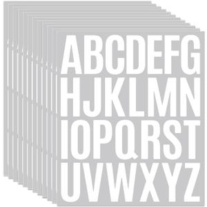 10 Sheet Letter Stickers - 2 Inch White Vinyl Self Adhesive Alphabet Stickers Stick On Letters for Arts Crafts Outdoor Sign Wall Mailbox Windows Doors Car Poster Board (White, 2 Inch)