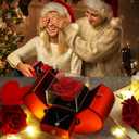 Forever Red Roses in A Box Preserved Rose with Rainbow Necklace Heart Box to My Love Birthday Gift for Women Mom Wife Girlfriend