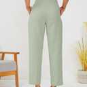 JEAAMKSSER Women's High Waisted Business Trousers Straight Leg Pleated Office Slacks Pants Light Green S
