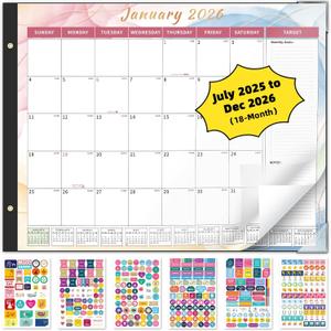 Ospelelf Calendar 2026-2027 Large Desk Calendar 2026 Monthly Desktop Calendar 22 x 17", 18 Month Calendar with Plastic Cover, Use Jan 2026 - June 2027, Multicolor