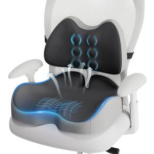 Benazcap Large Memory Foam Seat Cushion Lumbar Support Pillow for Sciatica & Tailbone Pressure Relief Coccyx Pad for Office Chair, Wheelchair, Car, Home, Office, 41*16*16cm