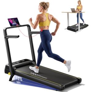 YPOO Foldable Treadmill with Incline, Walking Pad with Handle Bar 3 Level Incline, Portable Folding Treadmills for Home/Office 300 Lbs Capacity, Quiet Desk Treadmill with Remote Control & APP