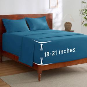 Bedsure Deep Pocket King Sheet Set - Fits Mattresses Up to 21 Inches Thick - 4 Piece GentleSoft Bed Sheets, Moisture Wicking, Soft & Cooling Bedsheet & Pillowcases, Easy & Secure Fit, Teal Blue