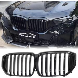 G05 Grill - Black Kidney Grille Compatible With 2024-IN BMW X5 G05 ABS Single Slat Gloss Black Grille