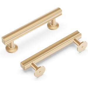 4 x Hickory Hardware 1 Pack Solid Core Kitchen Cabinet Pulls, Luxury Cabinet Handles, Hardware for Doors & Dresser Drawers, 3-3/4 Inch (96mm) Hole Center, Champagne Bronze, Woodward Collection