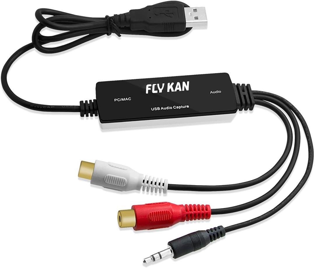 USB 2.0 Audio Capture Card for Windows 10/8.1/8/7 and Mac OS 10.14-Audio Grabber for Vinyl Cassette Tapes to mp3 Converter