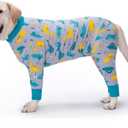 Dog Recovery Suit After Surgery Female Male, Medium Large Dog Neuter Shirt Cone Alternatives Prevent Licking Surgical Onesies (Dinosaur, 5XL)