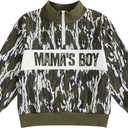Gueuusu Kids Little Boys Camo Outfit Letter Embroidery Quarter Zip Sweatshirt Long Sleeve Stand Collar Shirt Hunting Clothes (Green)