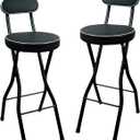 UWEAR 2 PCS Folding Bar Stool with Back, Tall Foldable Stool Seat Padded Portable Stools Counter Height Foldable Stools Chairs,Collapsible Stool for Adults Kitchen Island