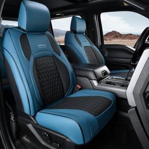 Coverado Tundra Seat Covers Full Set, Leatherette Seat Covers Fit for Toyota Tundra 2007-2013 2022 2023 Waterproof Car Seat Cover Seat Protector Cushion for Car Truck Accessories(Blue)