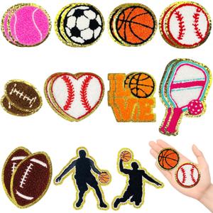 Jongdari 20pcs Sports Chenille Patches Iron On Patches Bulk for Hats Backpacks Clothes, Baseball Football Softball Basketball Soccer Patch for Heat Press with Gold Edges for Kids Boys Girls Adults (Multiple Styles - 20pcs) Jongdari 20pcs Sports Chenille Patches Iron On Patches Bulk for Hats Backpacks Clothes, Baseball Football Softball Basketball Soccer Patch for Heat Press with Gold Edges for Kids Boys Girls Adults (Multiple Styles - 20pcs)
