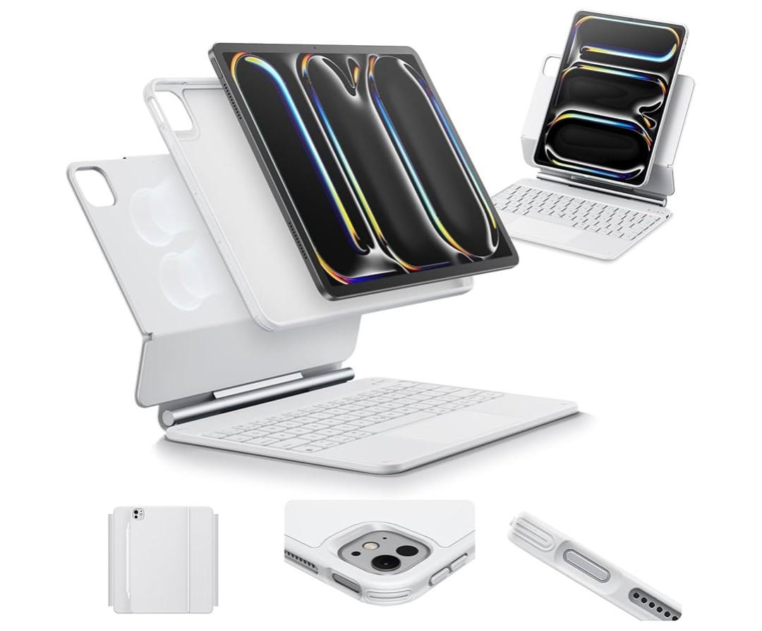 ESR iPad 11 Inch Case with Keyboard (M5/M4, 2025/2024), iPad 11(5th) Keyboard Case with Easy-Set Magnetic Stand, Portrait/Landscape Modes, Removable Protective Case, Rebound 360 Series, White