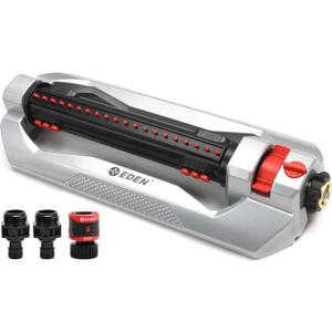 Eden 94116 Heavy Duty Metal 3-Way Oscillating Sprinkler for Large Lawn and Garden W/ Quick Connect Starter Set 