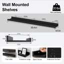 Long Floating Shelves for Wall Decor, Long Wall Mounted Storage Shelf for Bedroom, Living Room, Bathroom, Kitchen, Nursery, Display Picture Ledge Shelf with Lip Set of 2-36 Inches, Black, 35.4in